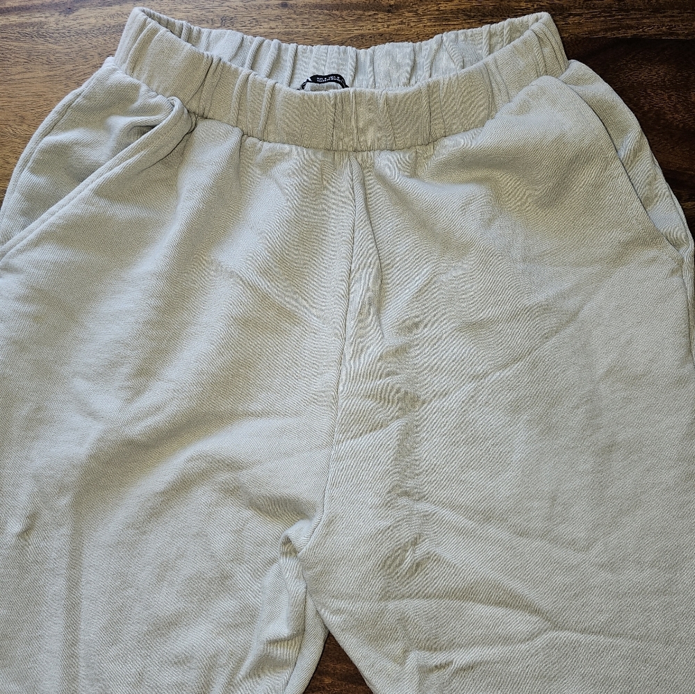 Zara Cream Relaxed Fit Joggers with Elastic Waistband